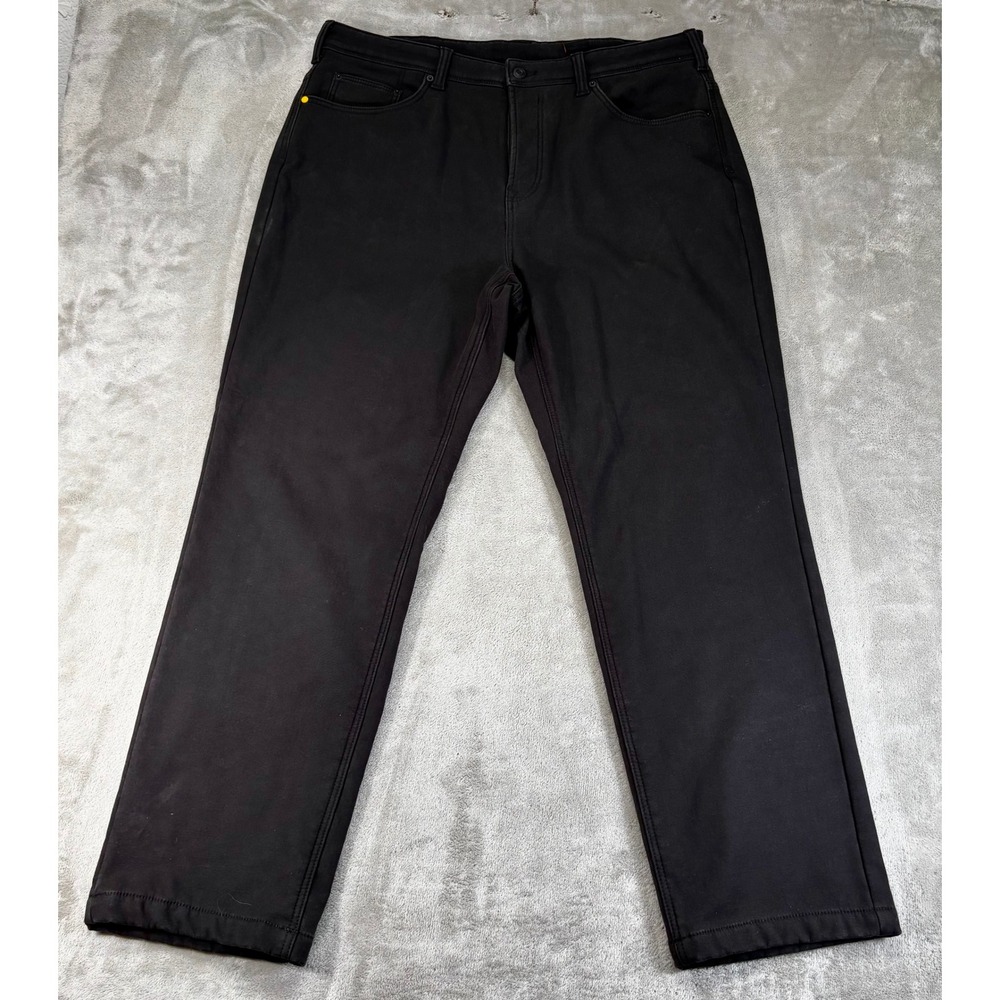 Caterpillar Work Pants Men 40x32 Black Fleece Lined Stretch Canvas